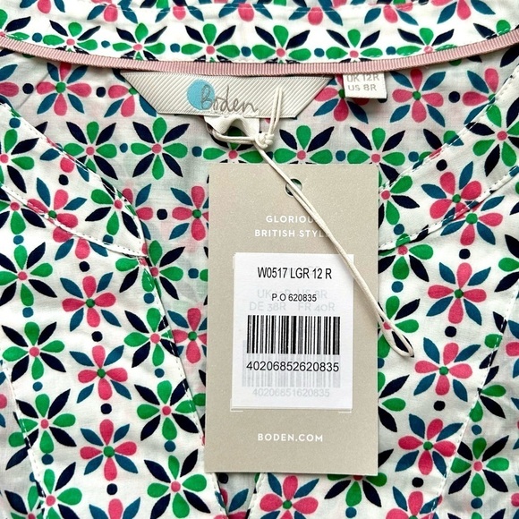 Boden Roberta Kaftan in Ivory Plumeria Dress Tunic Beach Cover Up Size 8 NWT - Picture 10 of 12